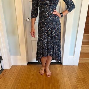 Lovestitch Blue and White Asymmetrical High-Low Dress